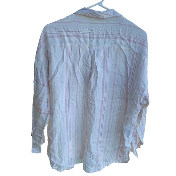 Lou & grey striped oversized collared popover shirt top white pink size XL - Picture 4 of 5